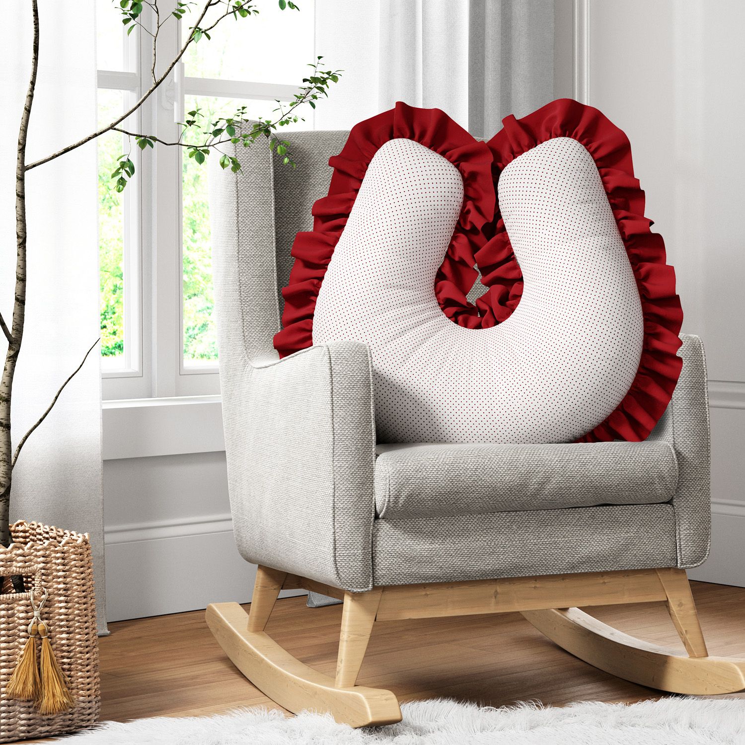 Almofada Amamentação Poá Pontinho Vermelho