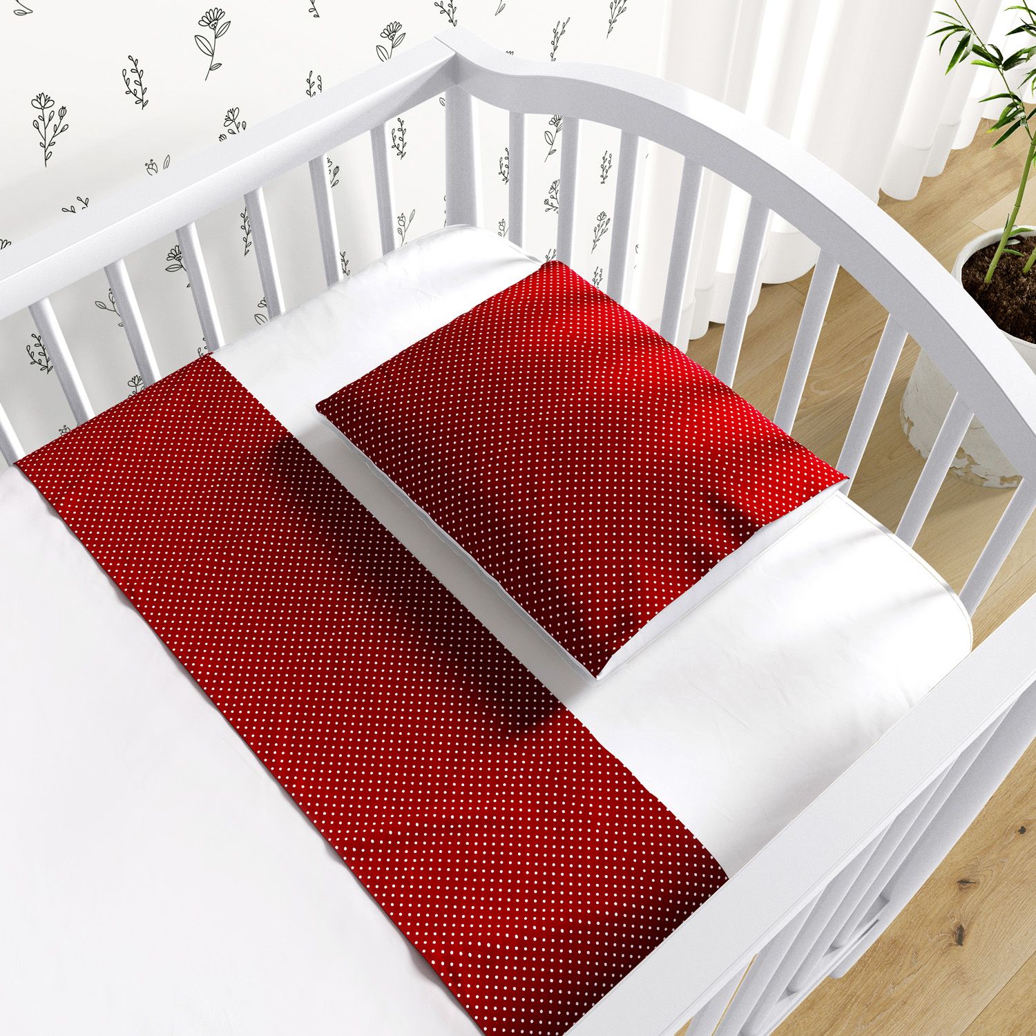 Jogo de Lençol Berço Poá Vermelho 3 peças