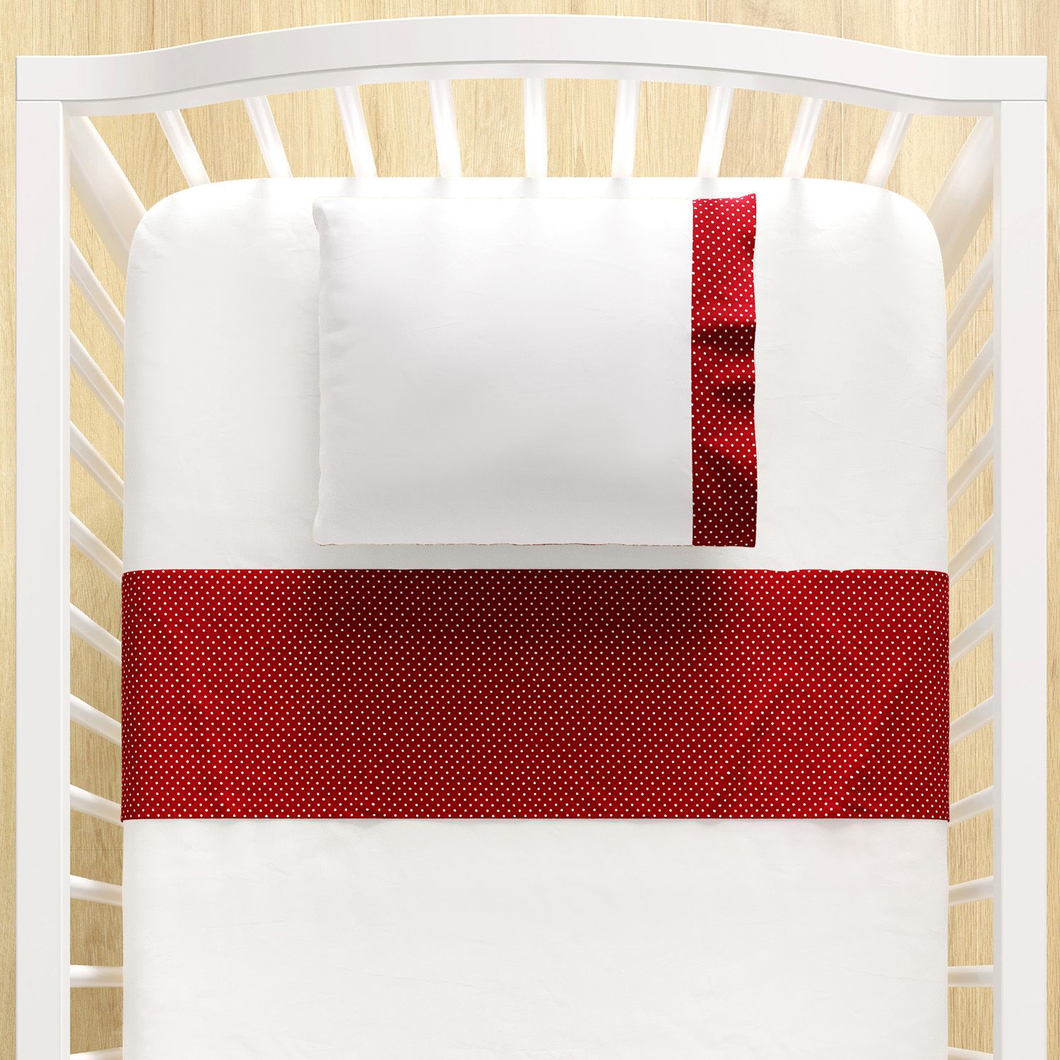 Jogo de Lençol Berço Poá Vermelho 3 peças