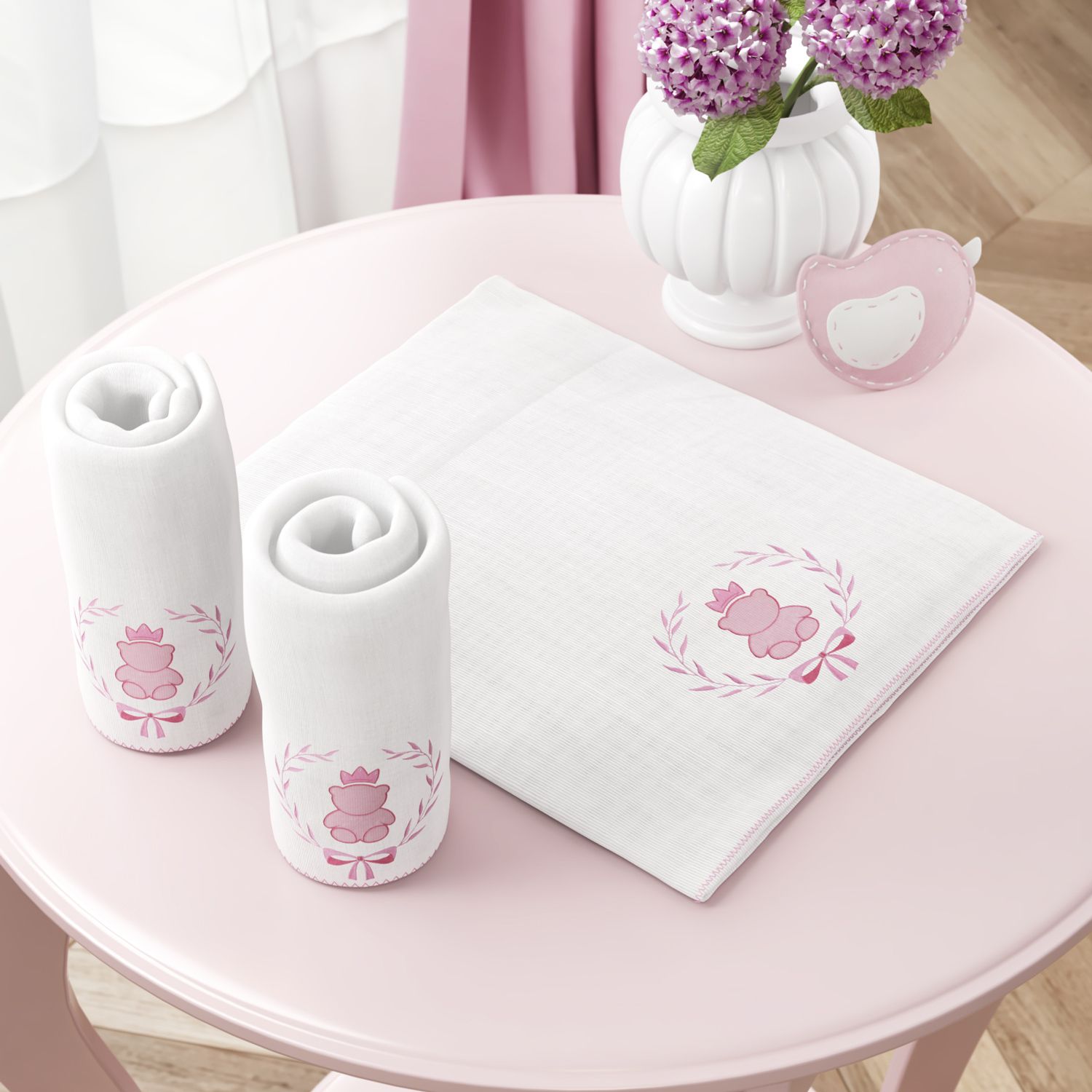 Jogo de Fraldas Ombro Ursinho Clássico Marinho com 3