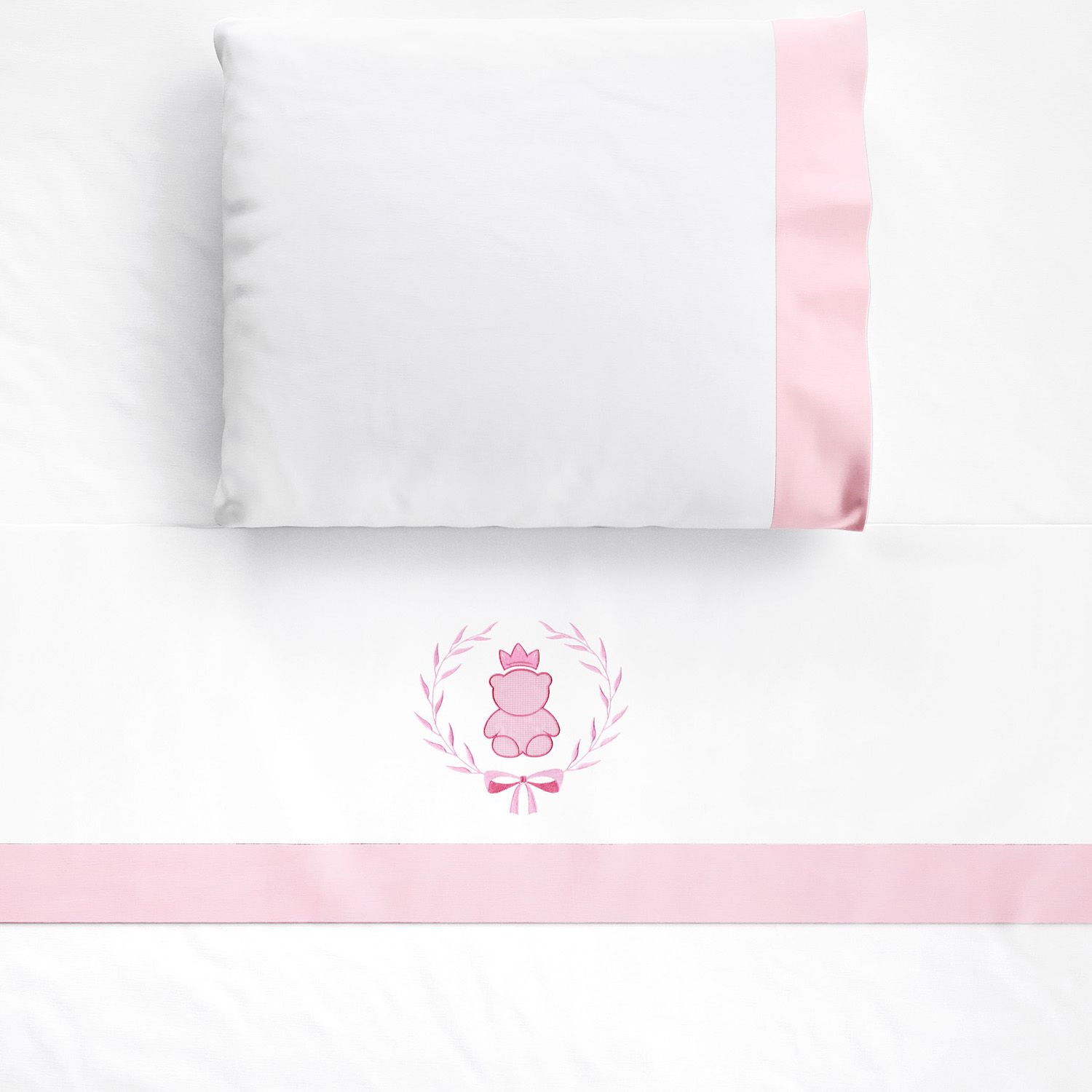 Jogo de Lençol Berço Bordado Ursinho Clássico Azul Marinho 3 peças