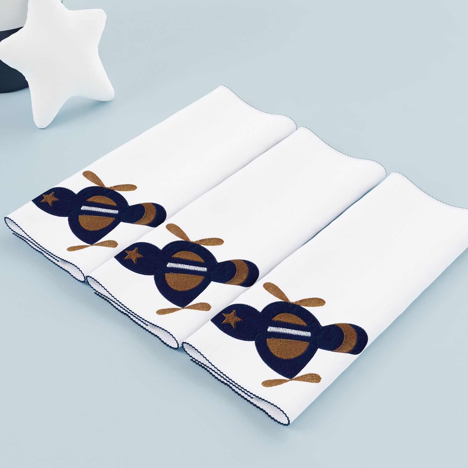 Jogo de Fraldas de Boca Malha Urso Aviador