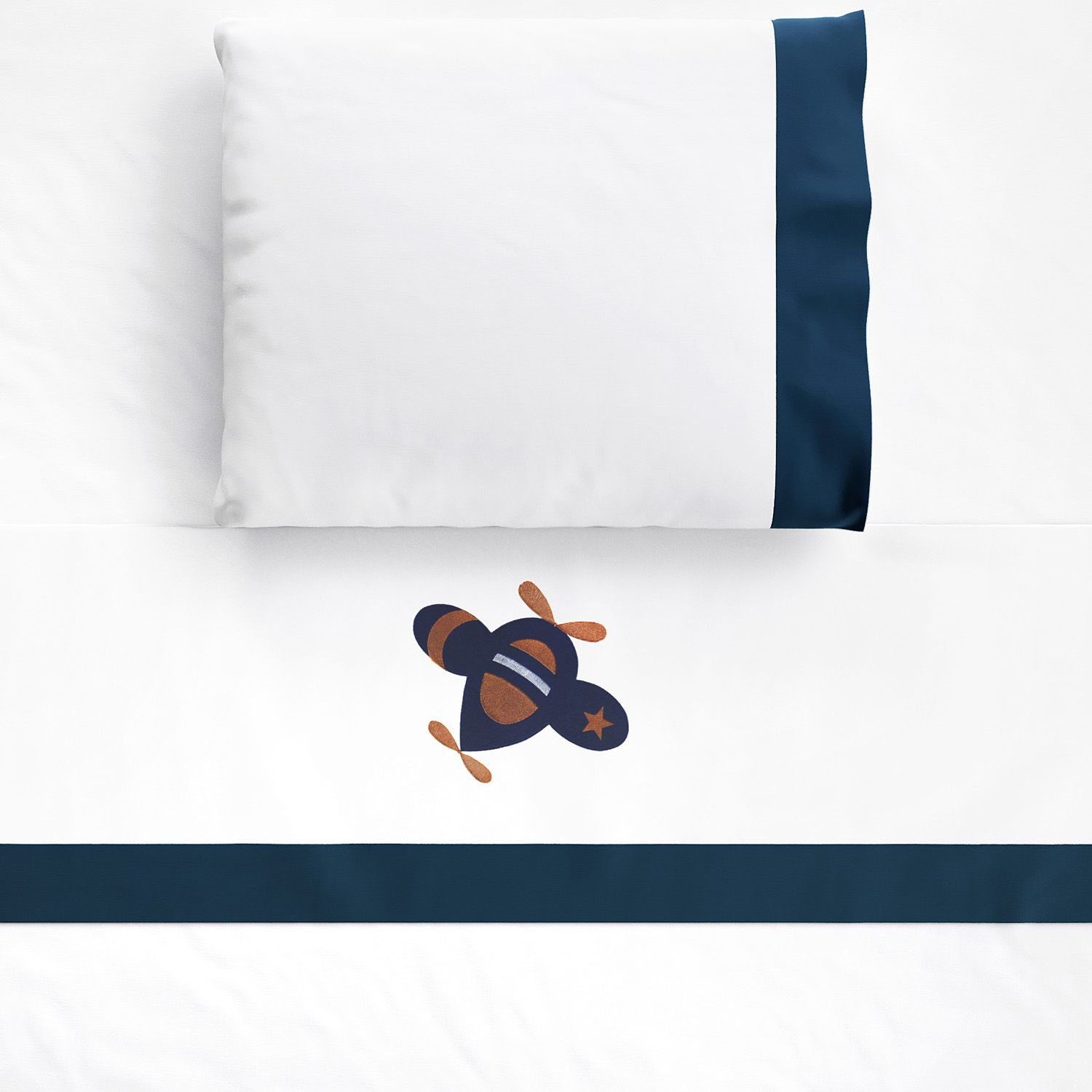 Jogo de Lençol Berço Bordado Urso Aviador 3 peças