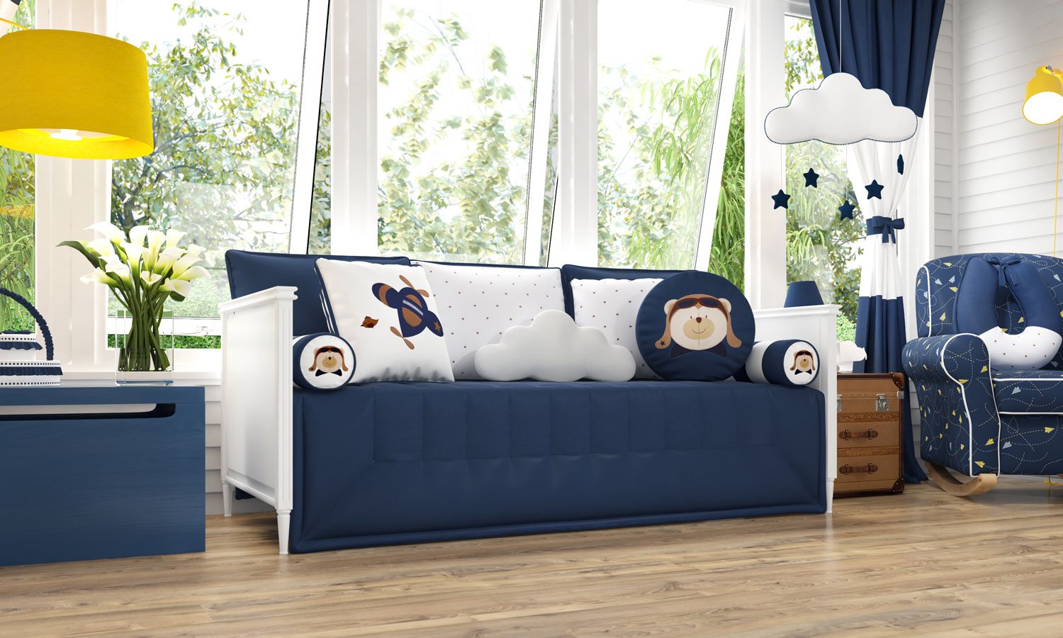 Kit Cama Babá Urso Aviador