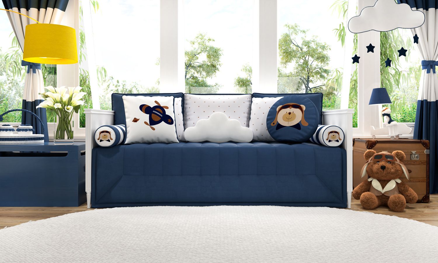 Kit Cama Babá Urso Aviador