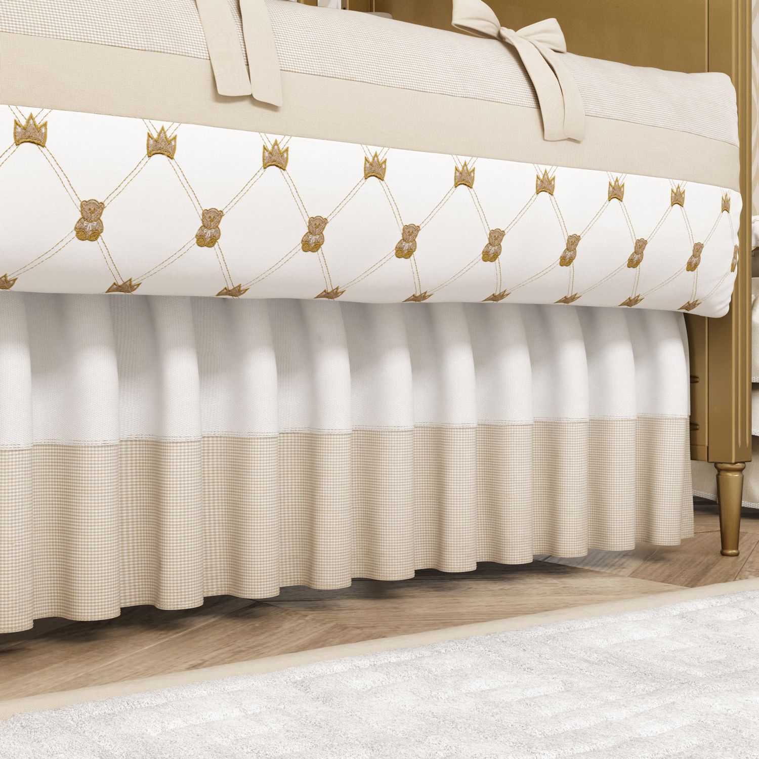 Saia de Berço Barra Xadrez Azul Marinho