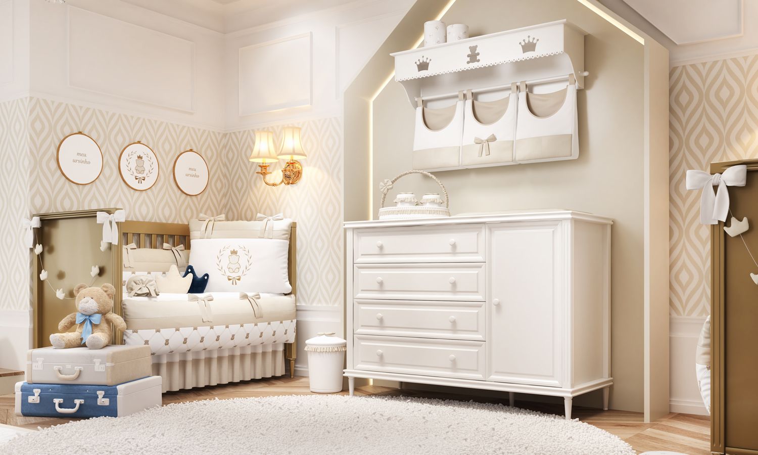 Porta Fraldas Varão Ursinho Clássico Marinho