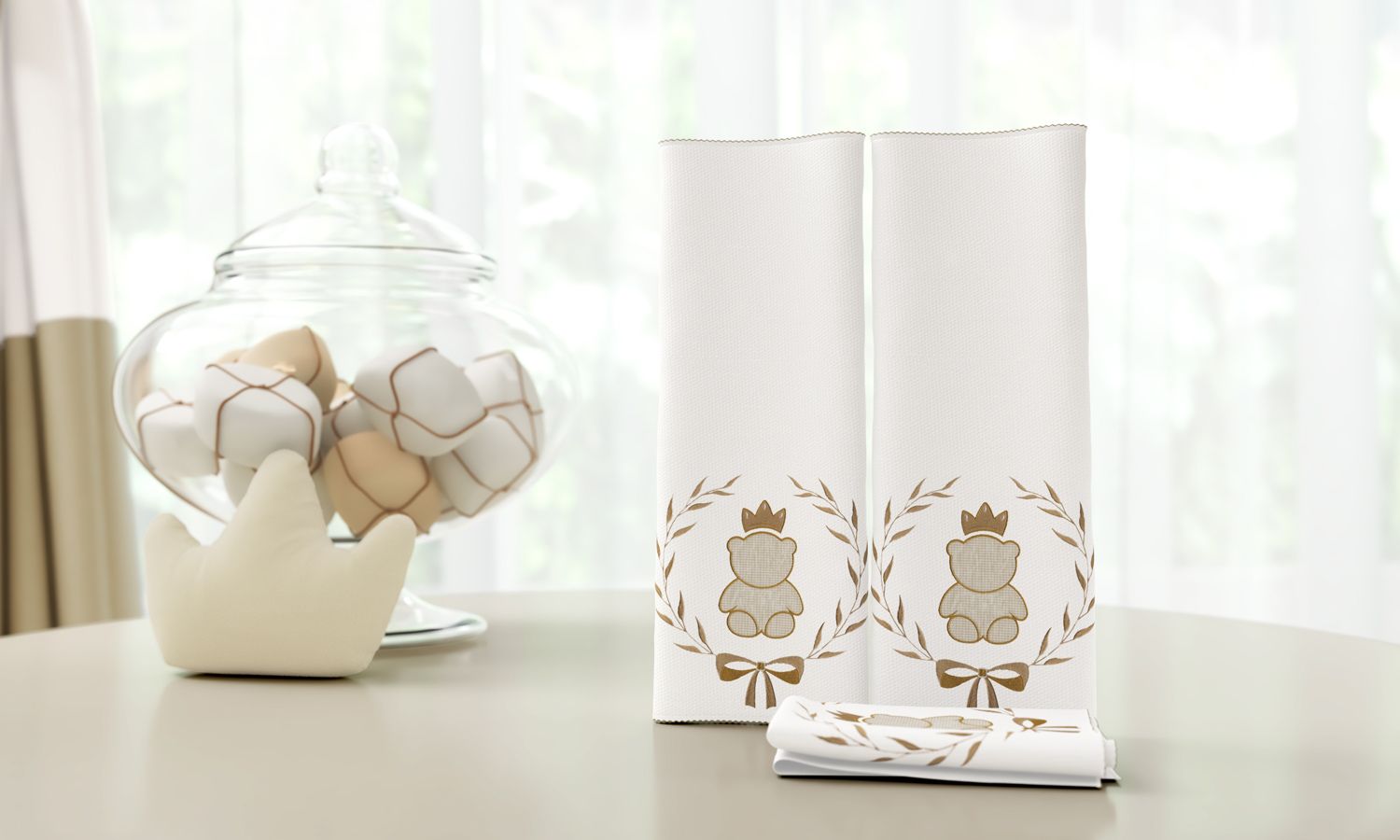 Jogo de Fraldas de Boca Malha Ursinho Clássico Marinho