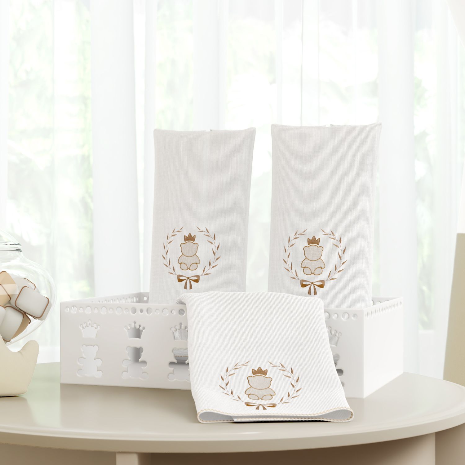 Jogo de Fraldas Ombro Ursinho Clássico Marinho com 3