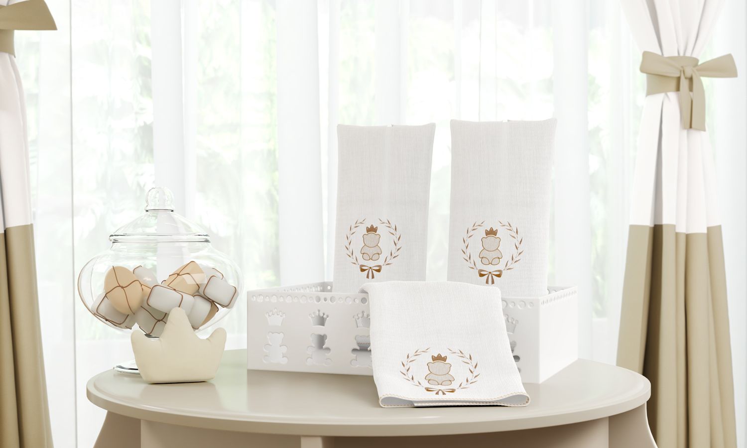 Jogo de Fraldas Ombro Ursinho Clássico Marinho com 3