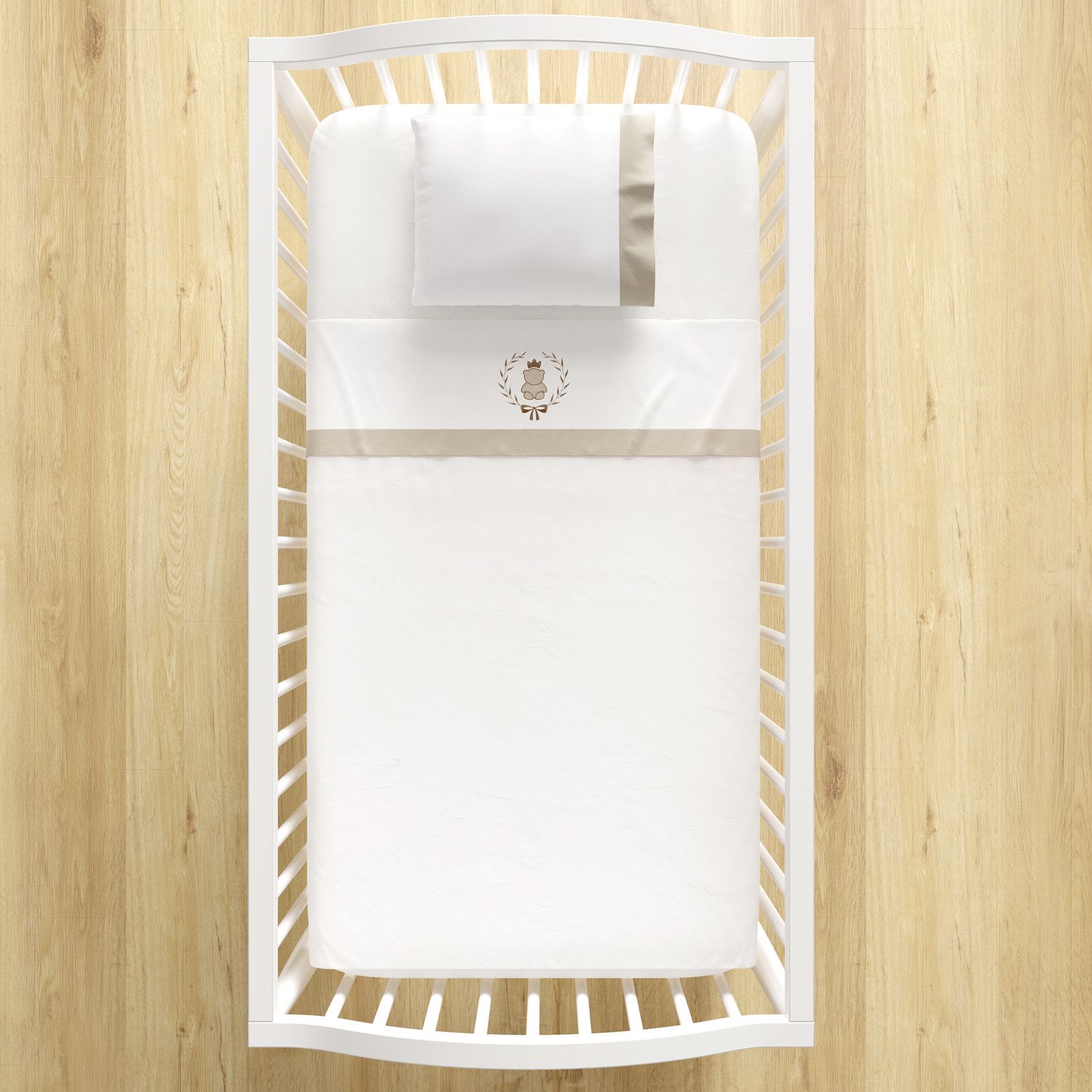 Jogo de Lençol Berço Bordado Ursinho Clássico Azul Marinho 3 peças