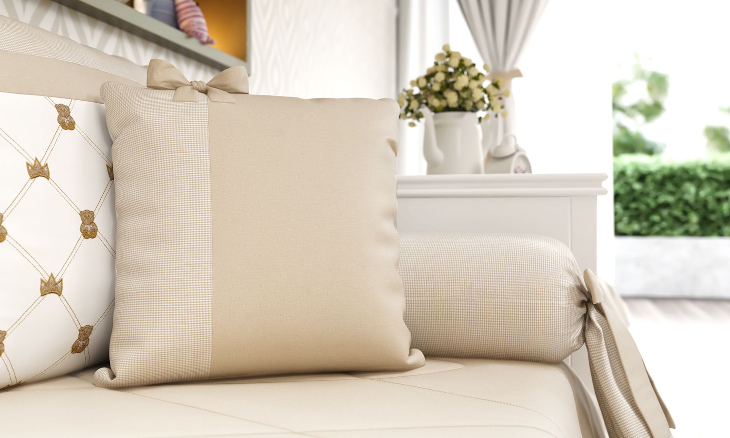 Almofada Laço Ursinho Clássico Marinho 38cm