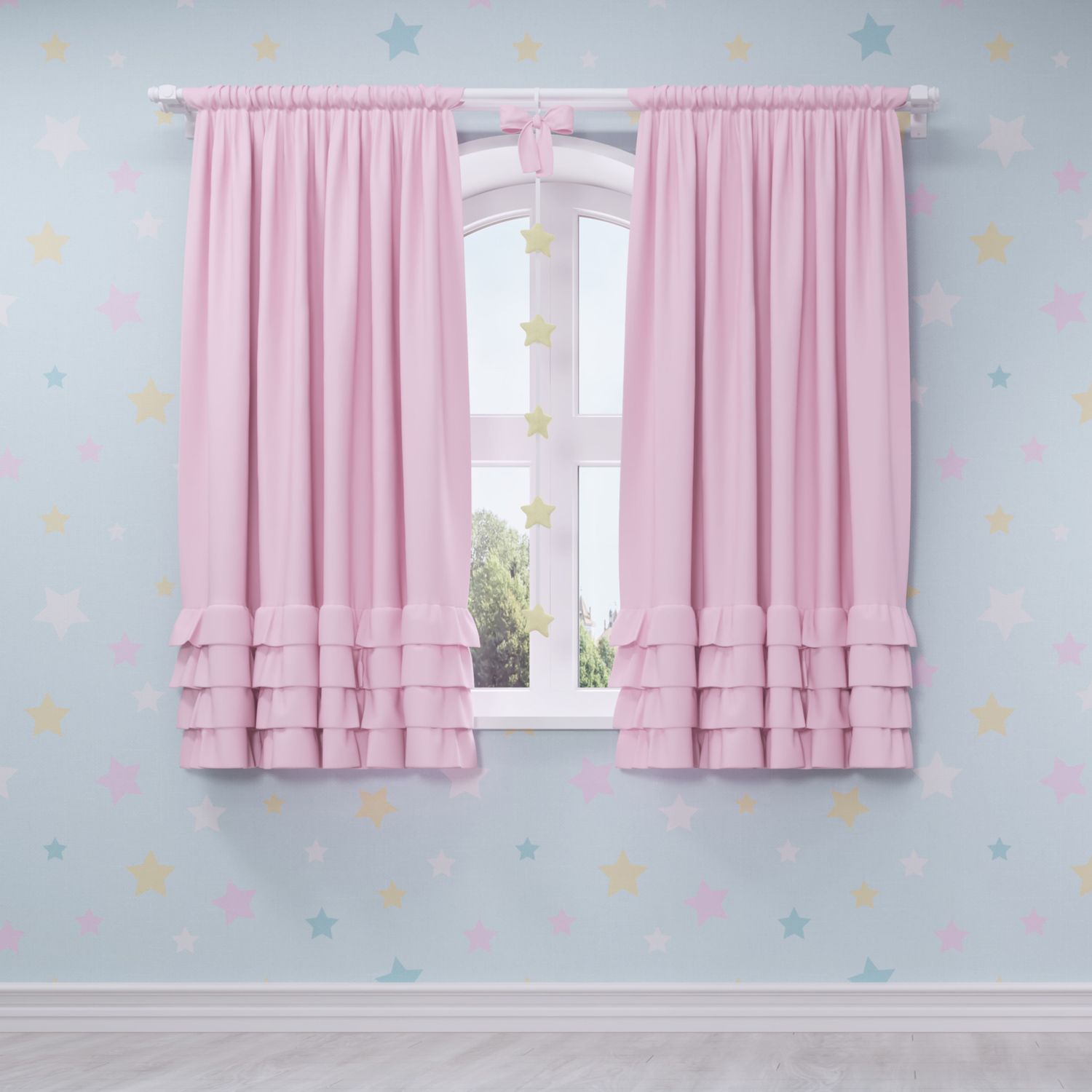 Cortina Babados Rosa 1,50m