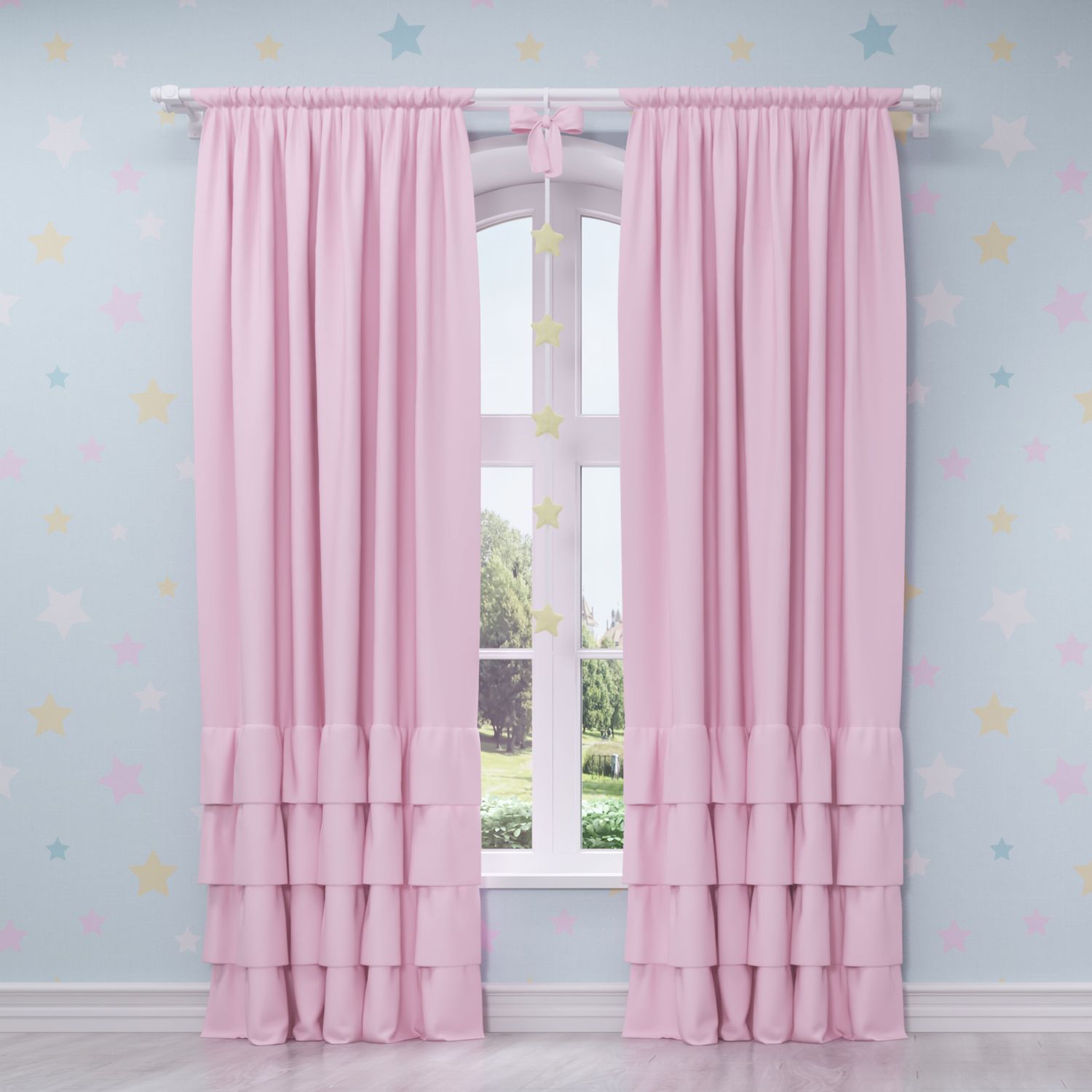 Cortina Babados Rosa 1,50m