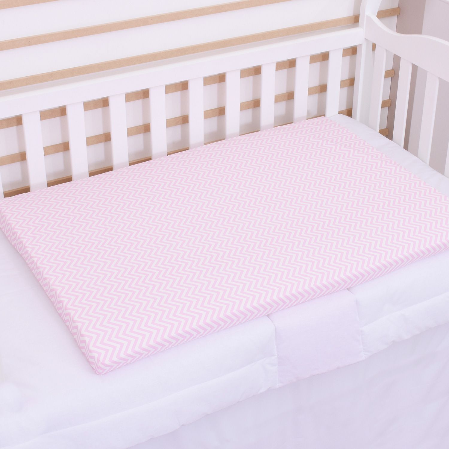 Colchonete para Berço Chevron Rosa