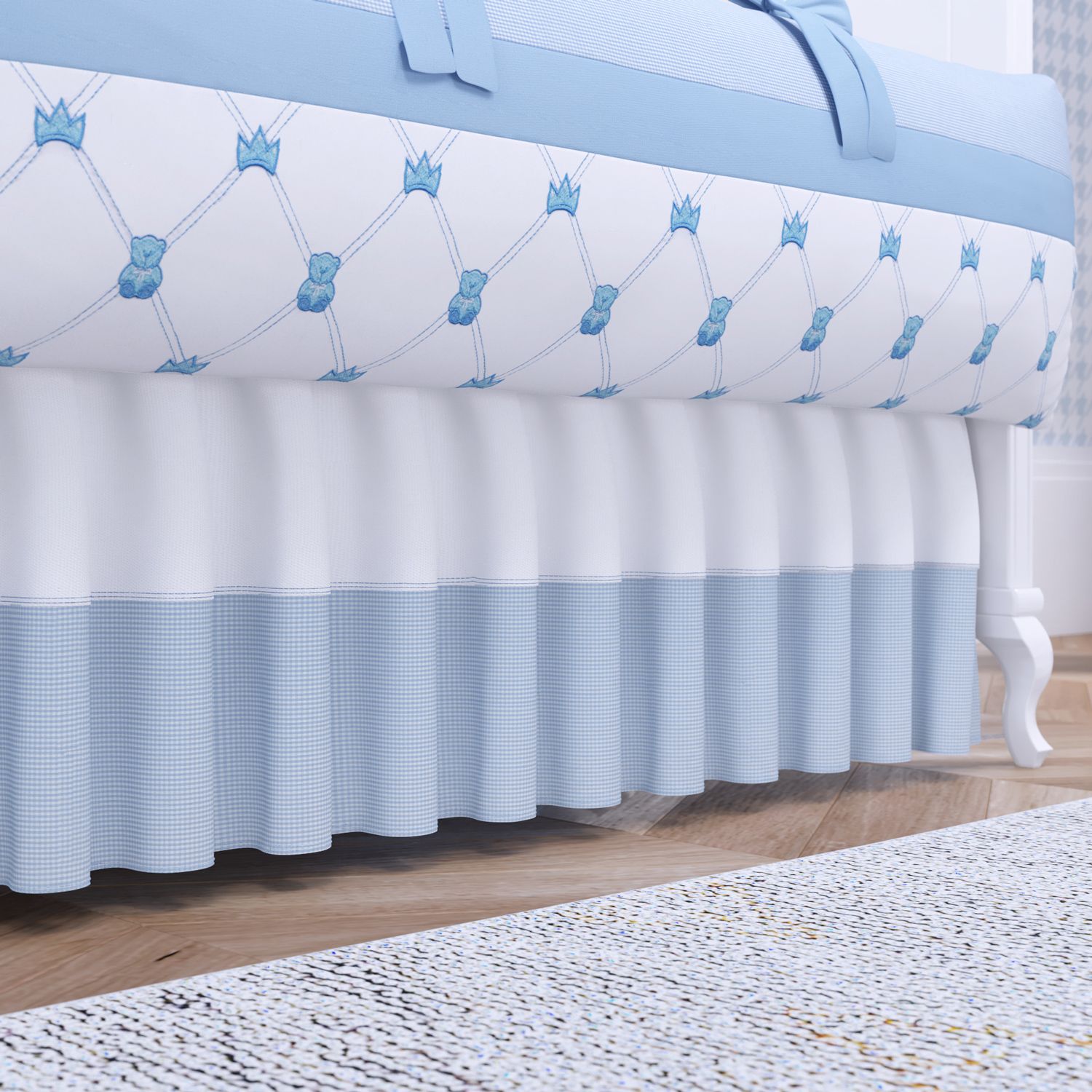 Saia de Berço Barra Xadrez Azul Marinho