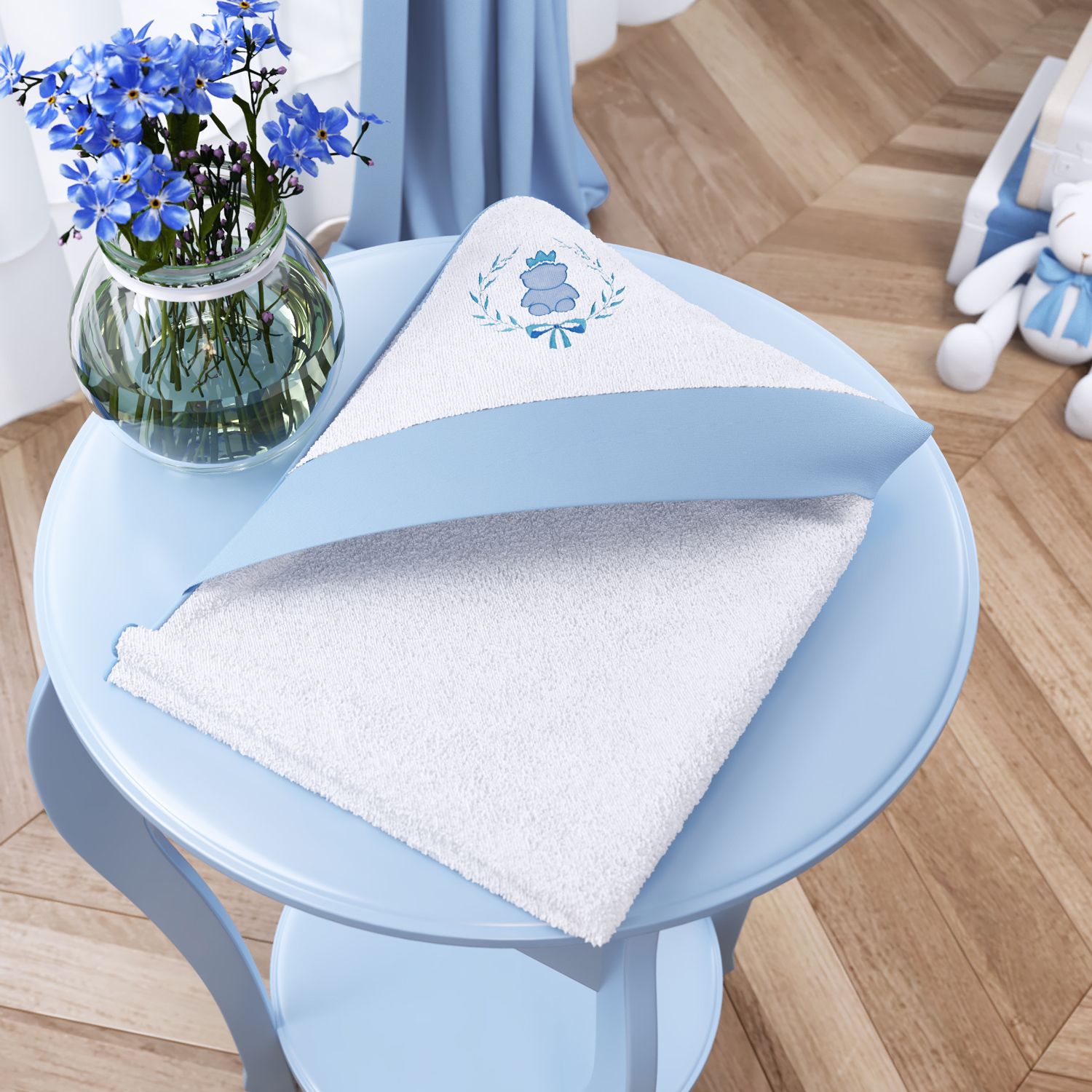 Toalha com Capuz Ursinho Clássico Marinho