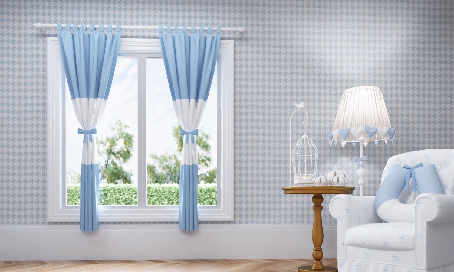 Cortina Ursinho Clássico Marinho 1,50m