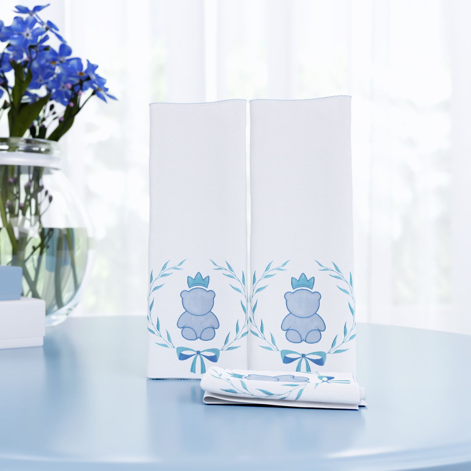 Jogo de Fraldas de Boca Malha Ursinho Clássico Marinho