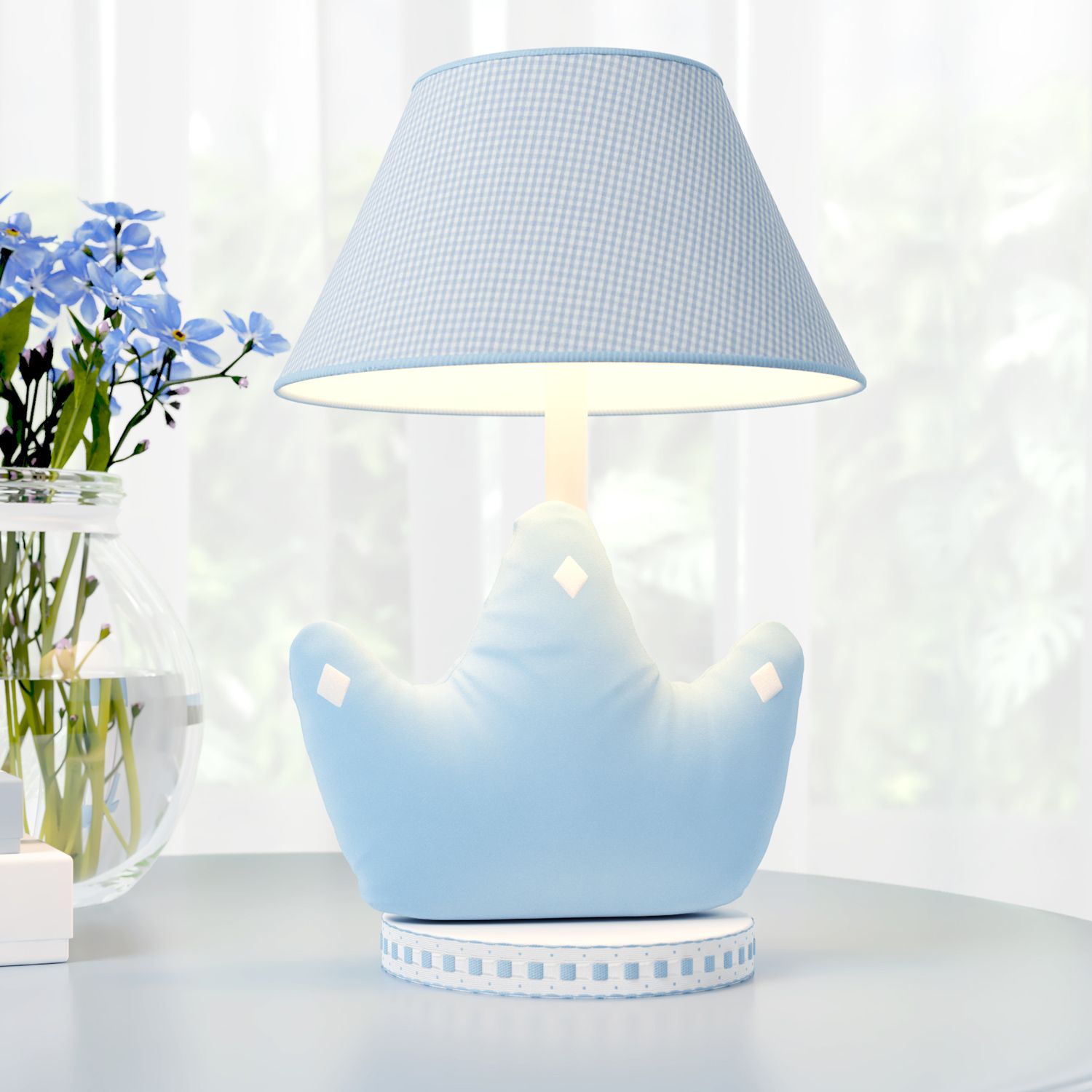 Abajur Simples Príncipe Clássico Xadrez Azul Marinho