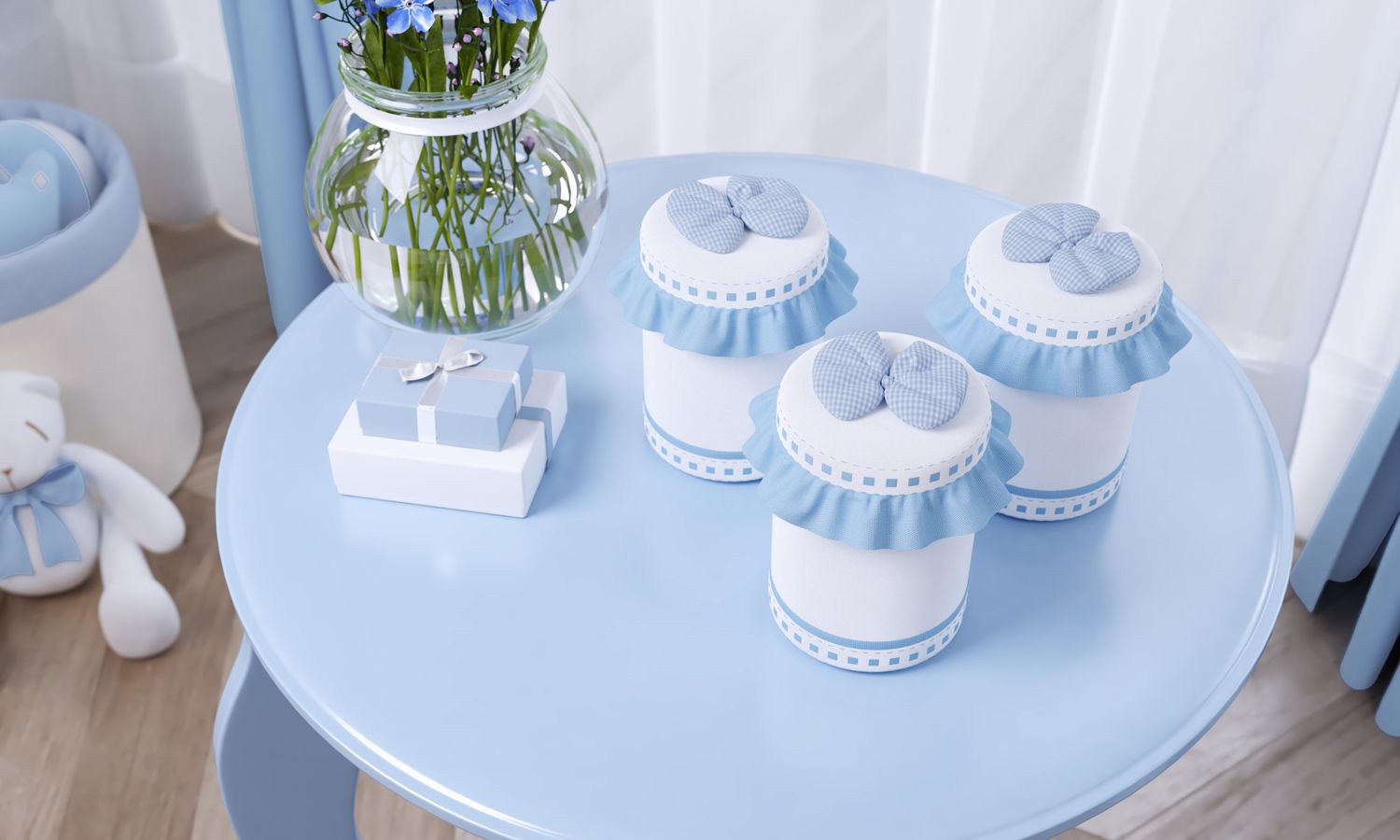 Jogo de Potes Ursinho Clássico Marinho