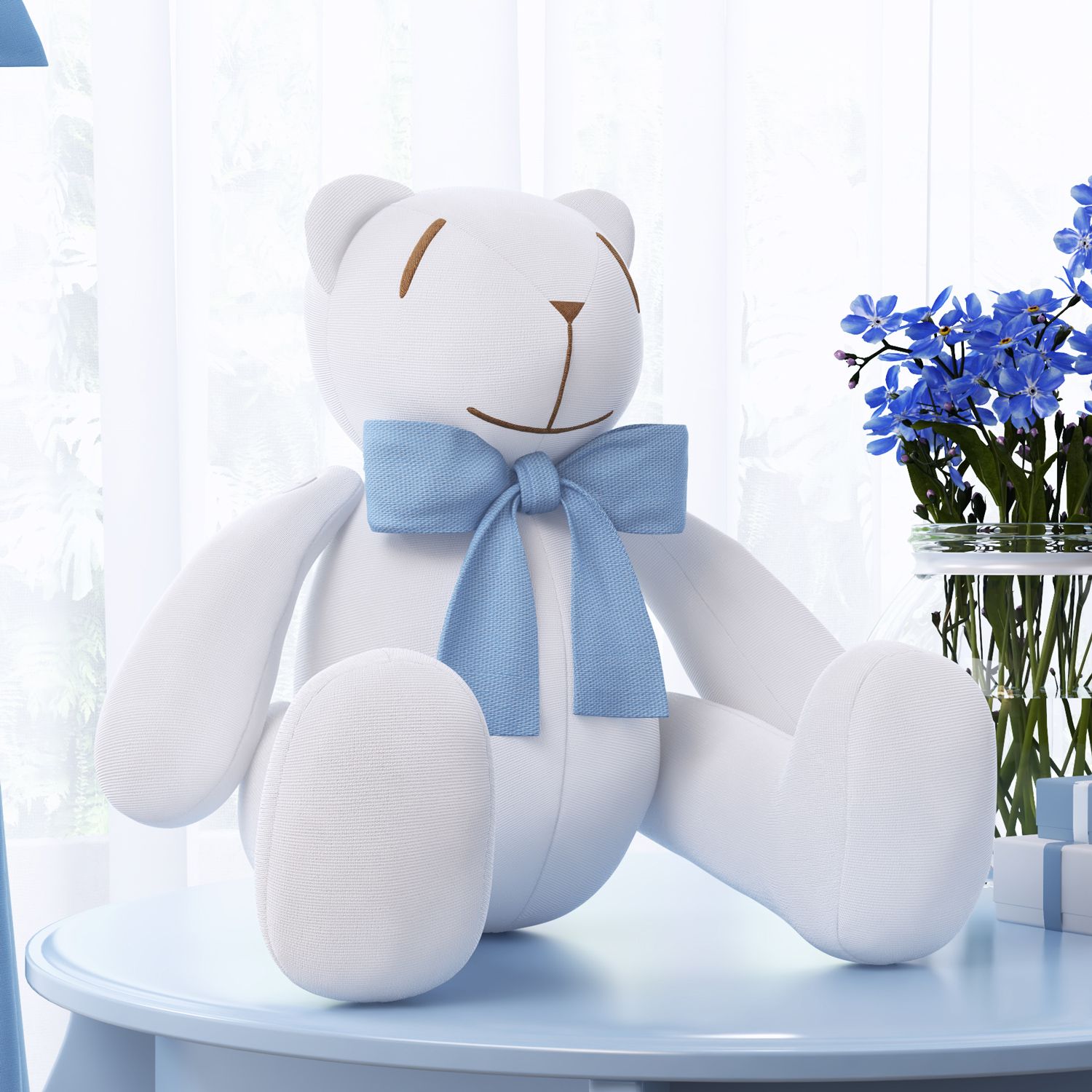 Urso Laço Azul Marinho 34cm