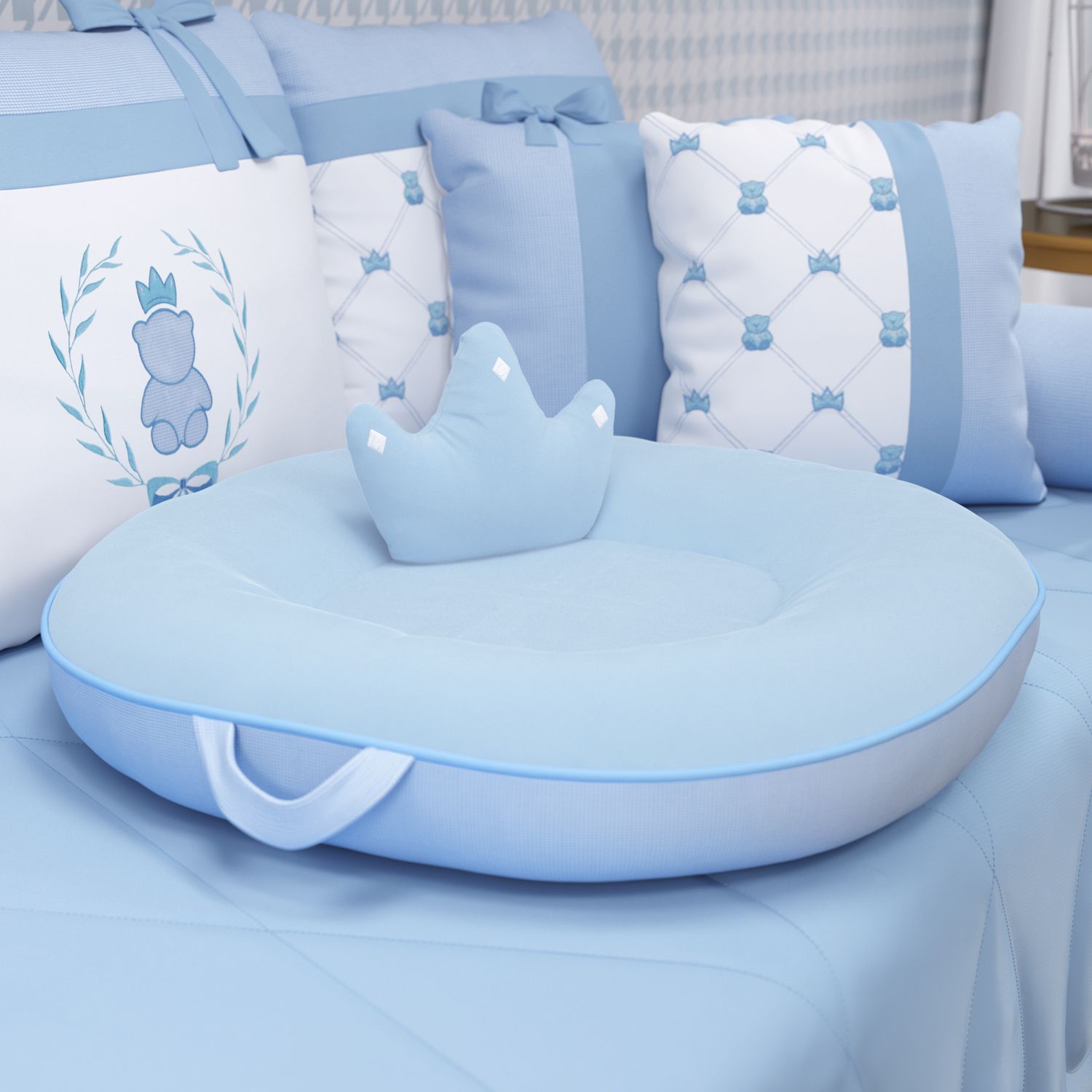 Ninho Xadrez Vichy Azul Marinho 75cm