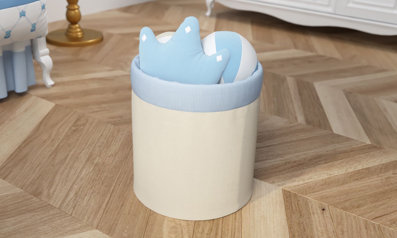 Cesto Organizador para Brinquedos Ursinho Clássico Azul Bebê 35cm