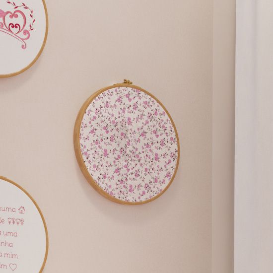 Quadro Bastidor Estampado Floral - Minha Princesinha