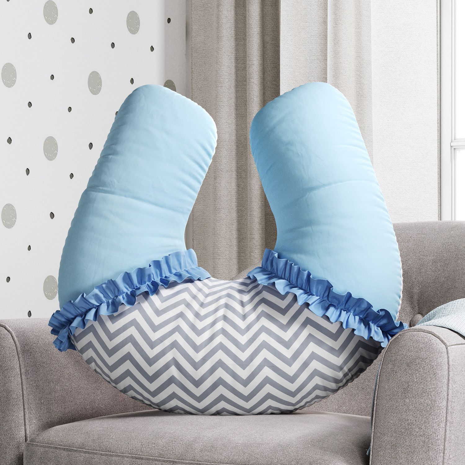 Almofada Amamentação Chevron Rosa e Cinza