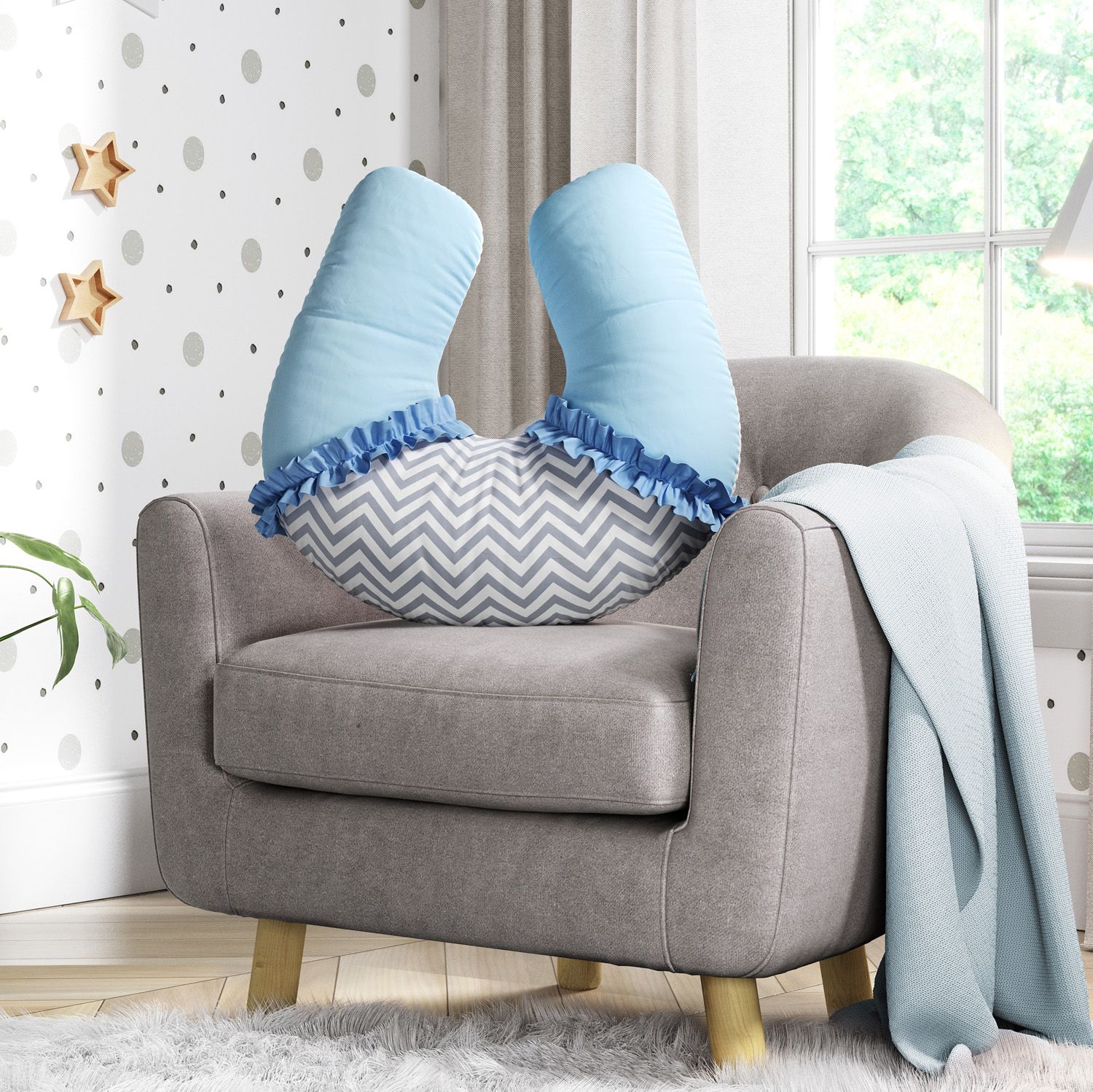 Almofada Amamentação Chevron Rosa e Cinza