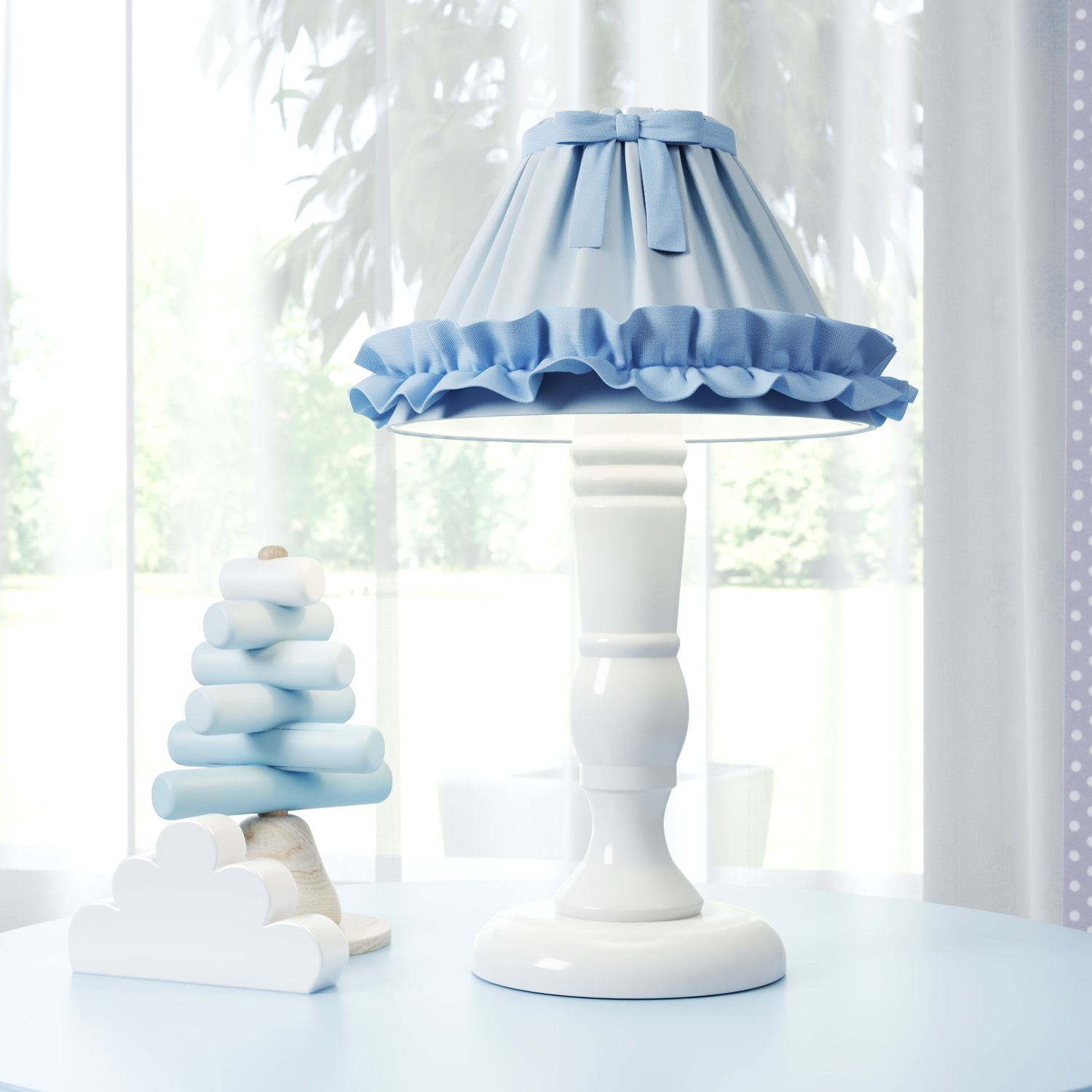 Abajur Madeira Azul bebê