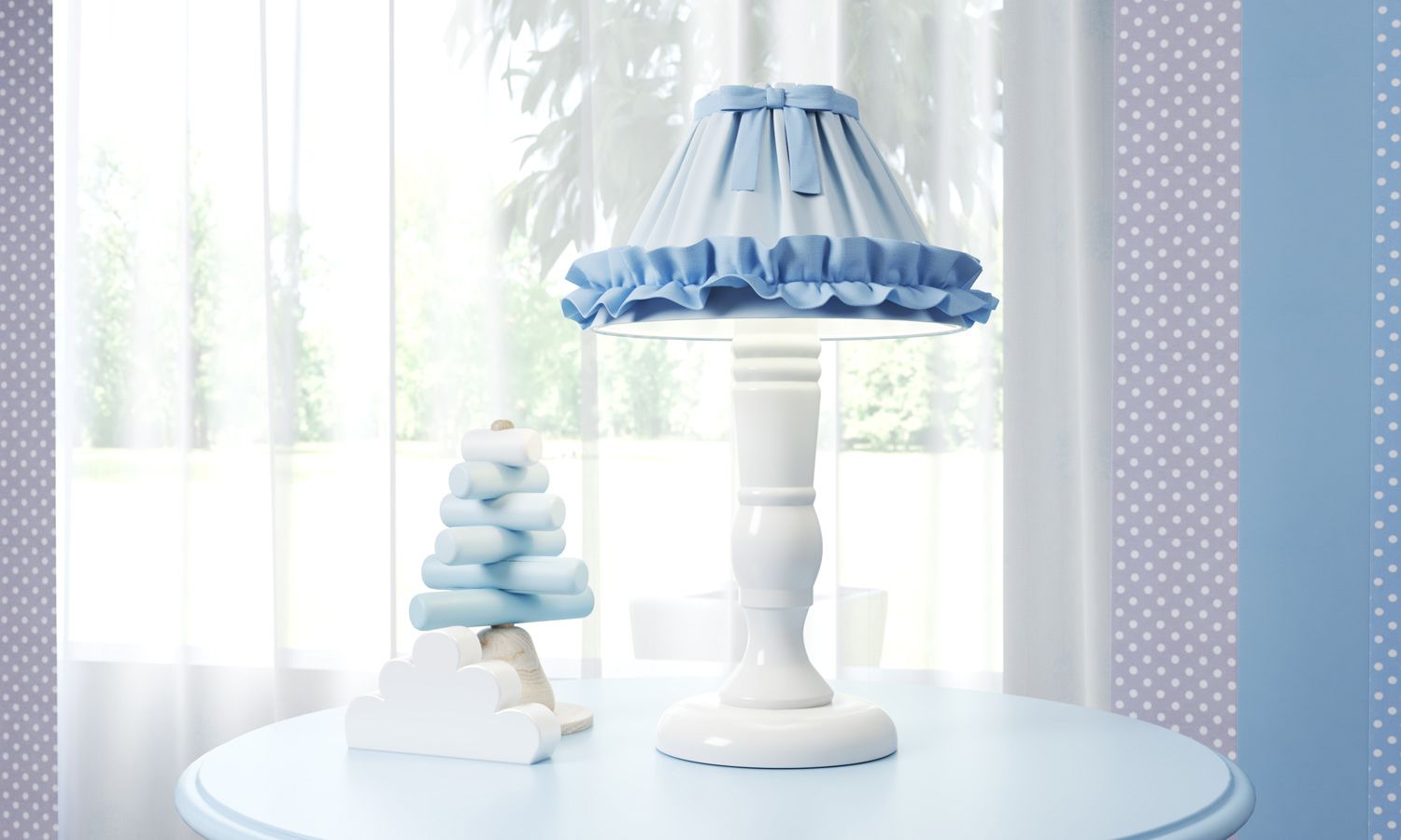 Abajur Madeira Azul bebê