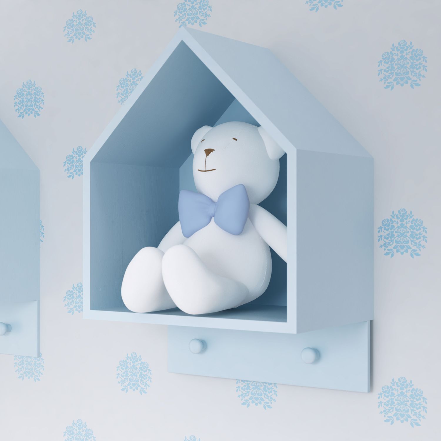 Nicho de Madeira Casinha com Cabideiro Rosa 40cm