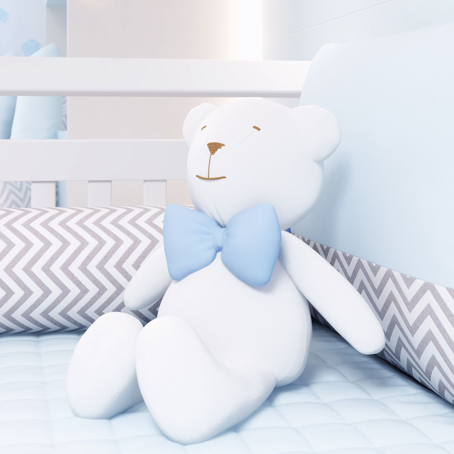 Ursinha Branca com Laço Rosa 42 cm