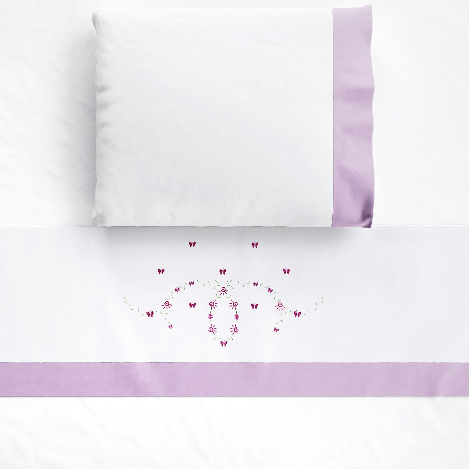 Jogo de Lençol Berço Bordado Alice Rosa 3 peças