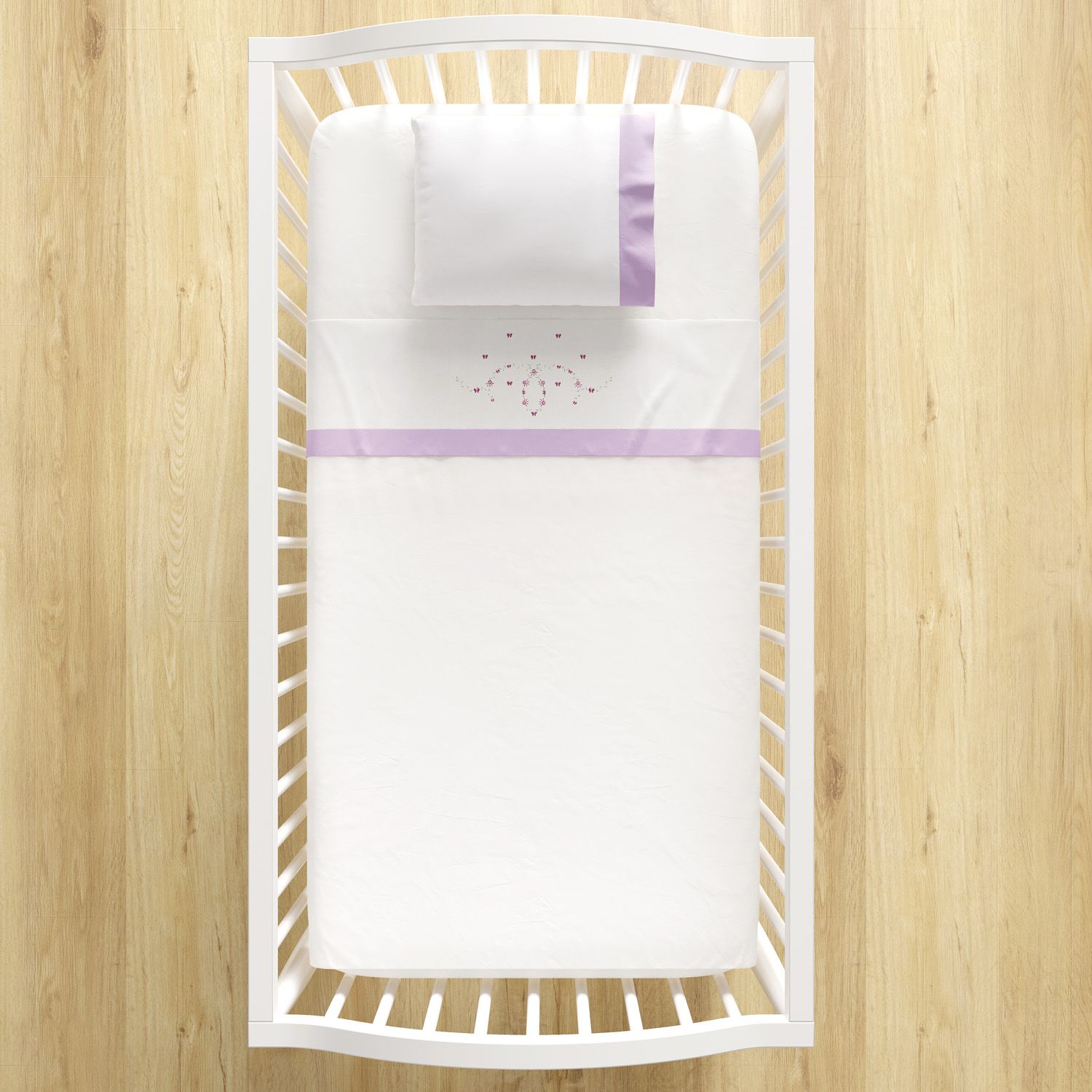 Jogo de Lençol Berço Bordado Alice Rosa 3 peças