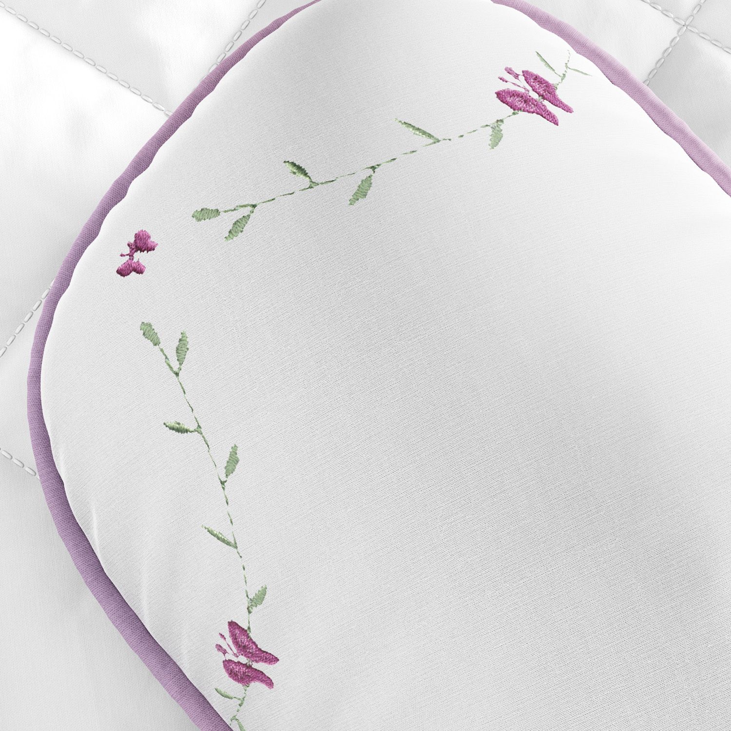 Almofada Amamentação Raminhos e Corações Rosa