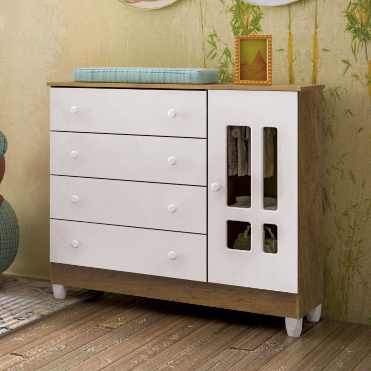 Cômoda Infantil Branco com Porta Ariel