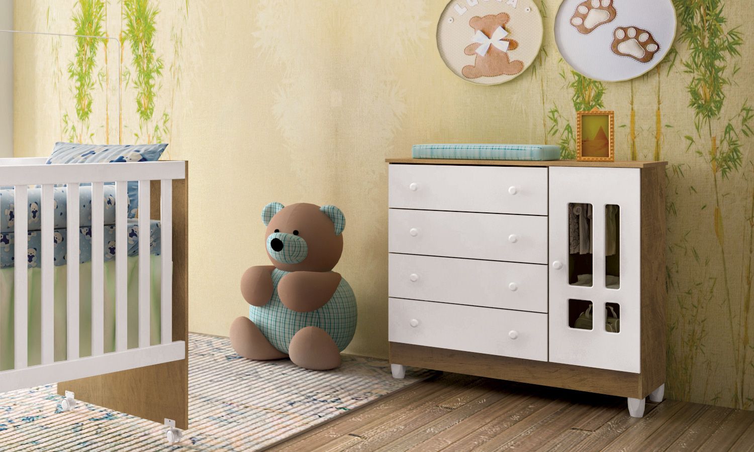 Cômoda Infantil Branco com Porta Ariel