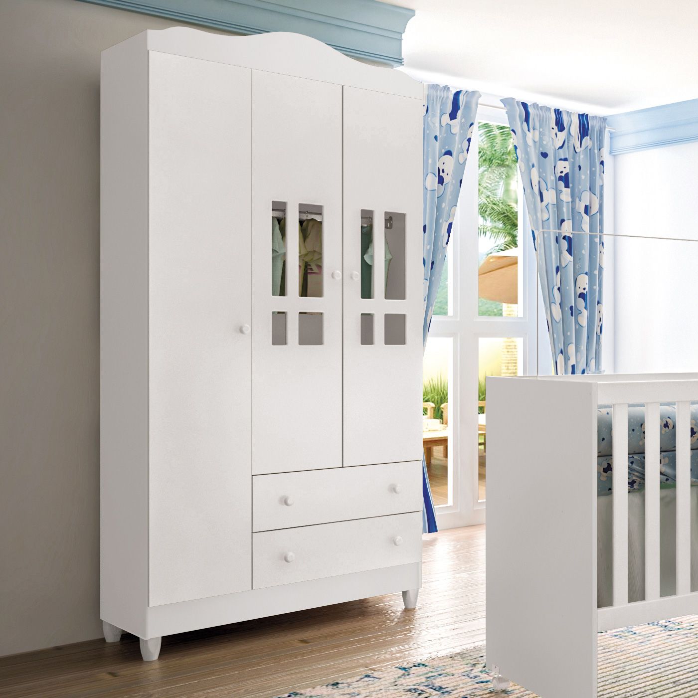Guarda Roupa Infantil Branco 3 Portas Ariel