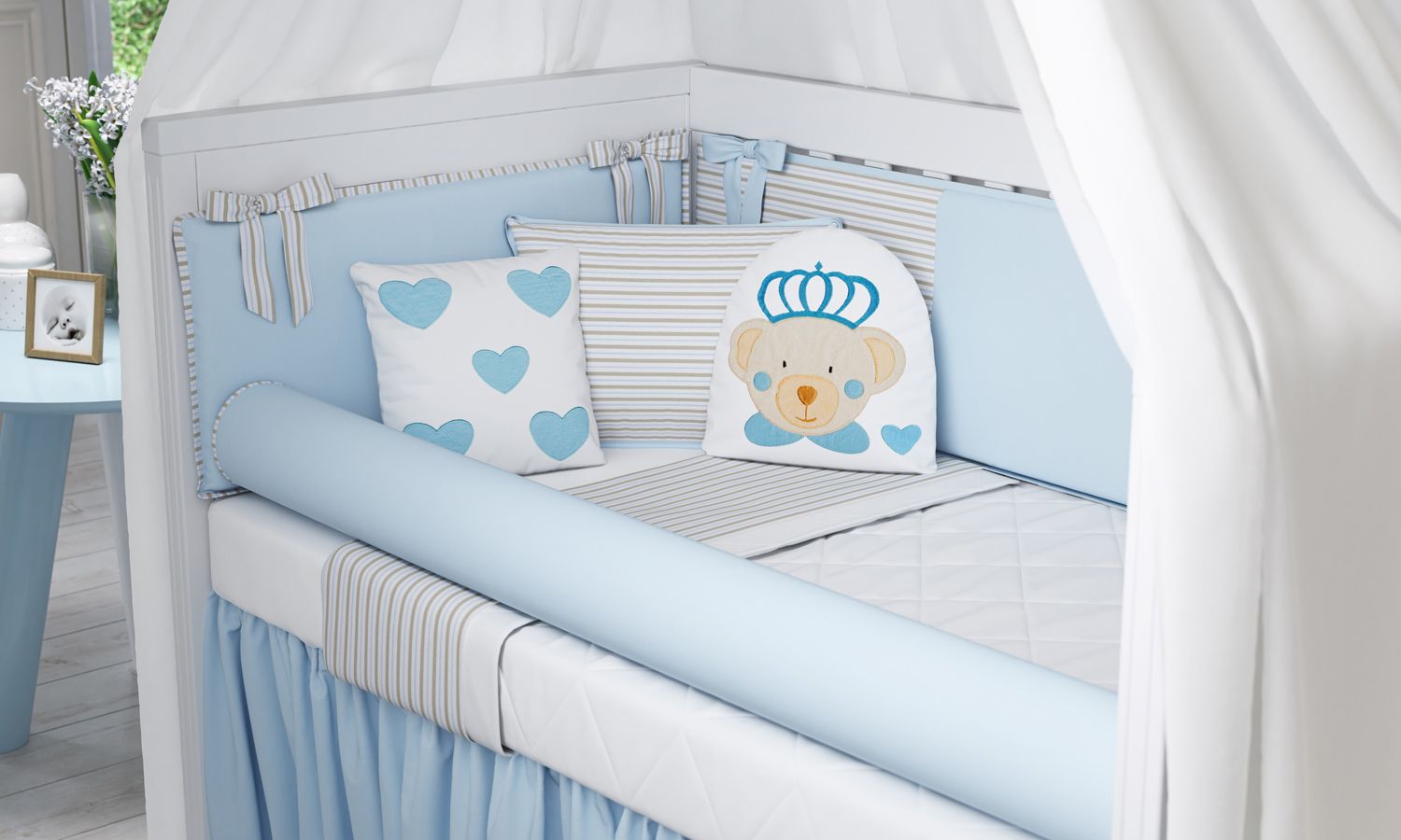 Kit Berço Urso Príncipe Azul/Listrado