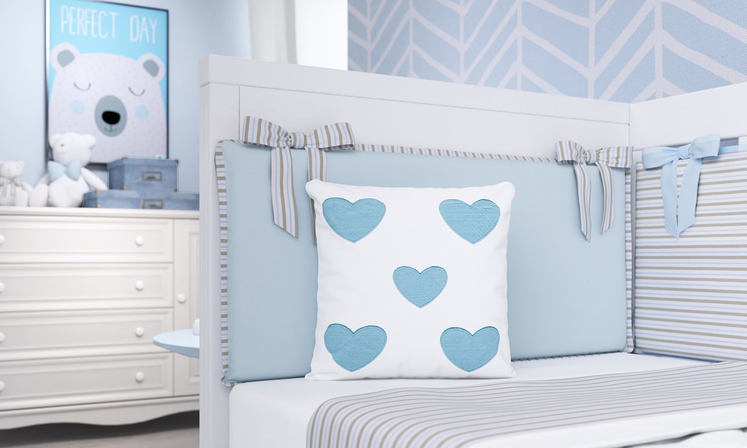 Kit Berço Urso Príncipe Azul/Listrado