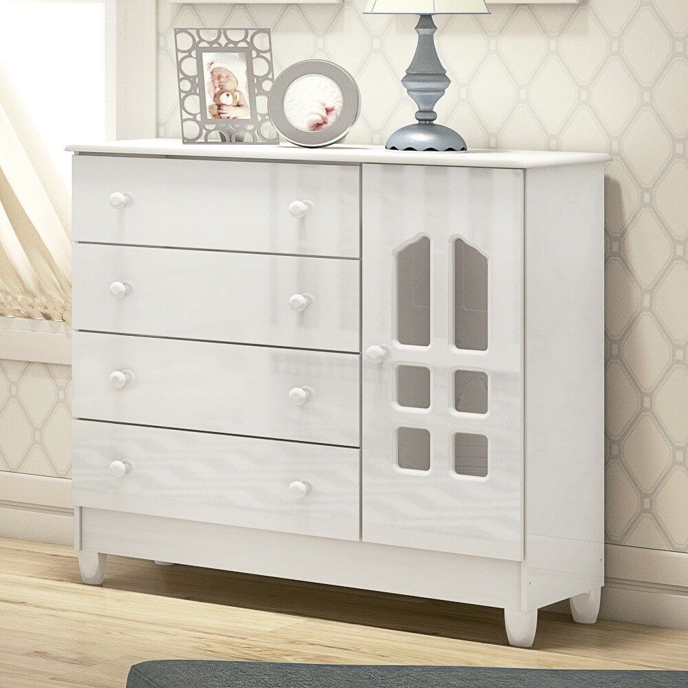 Cômoda Infantil Branco com Porta Selena