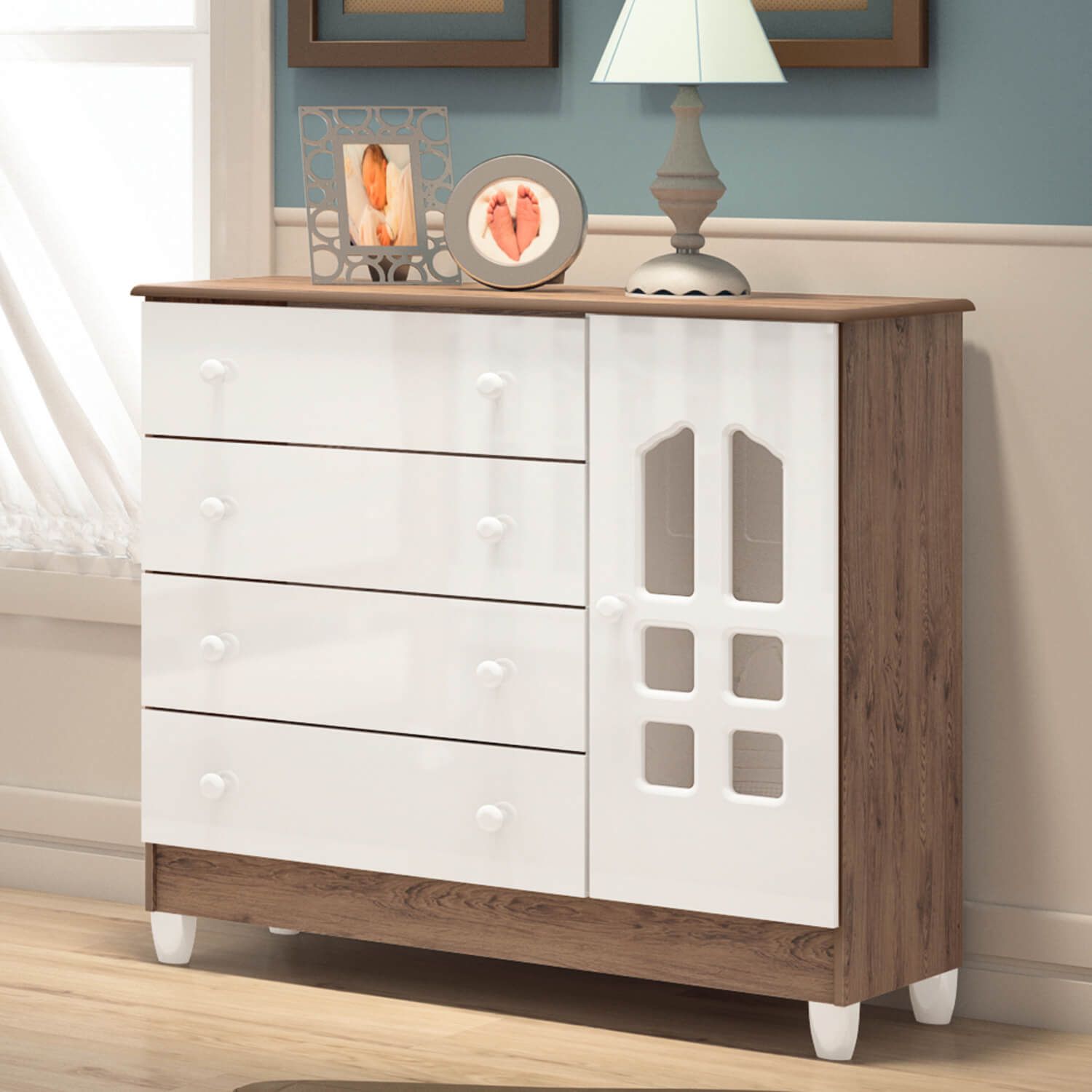 Cômoda Infantil Branco com Porta Selena