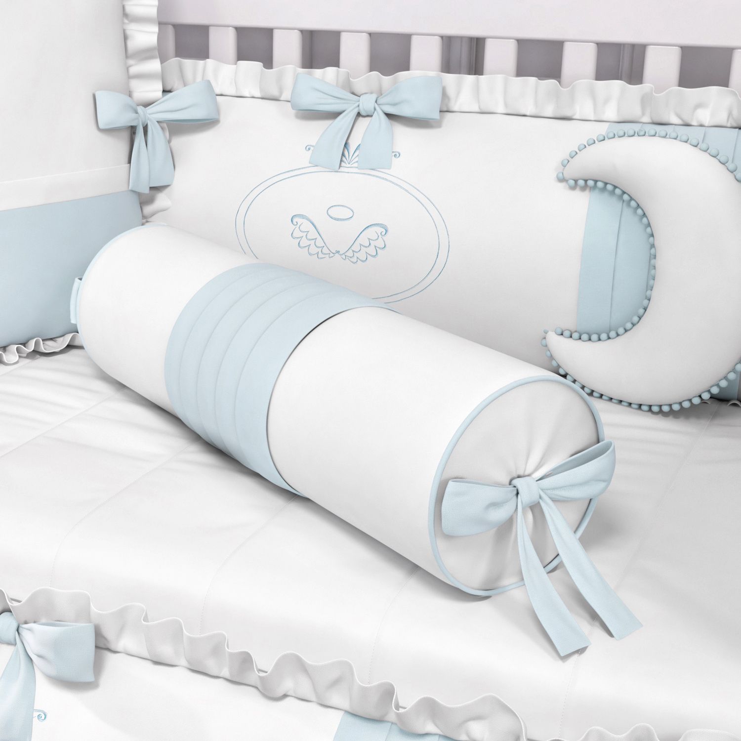 Almofada Rolinho Pregas e Laço Bege 60cm