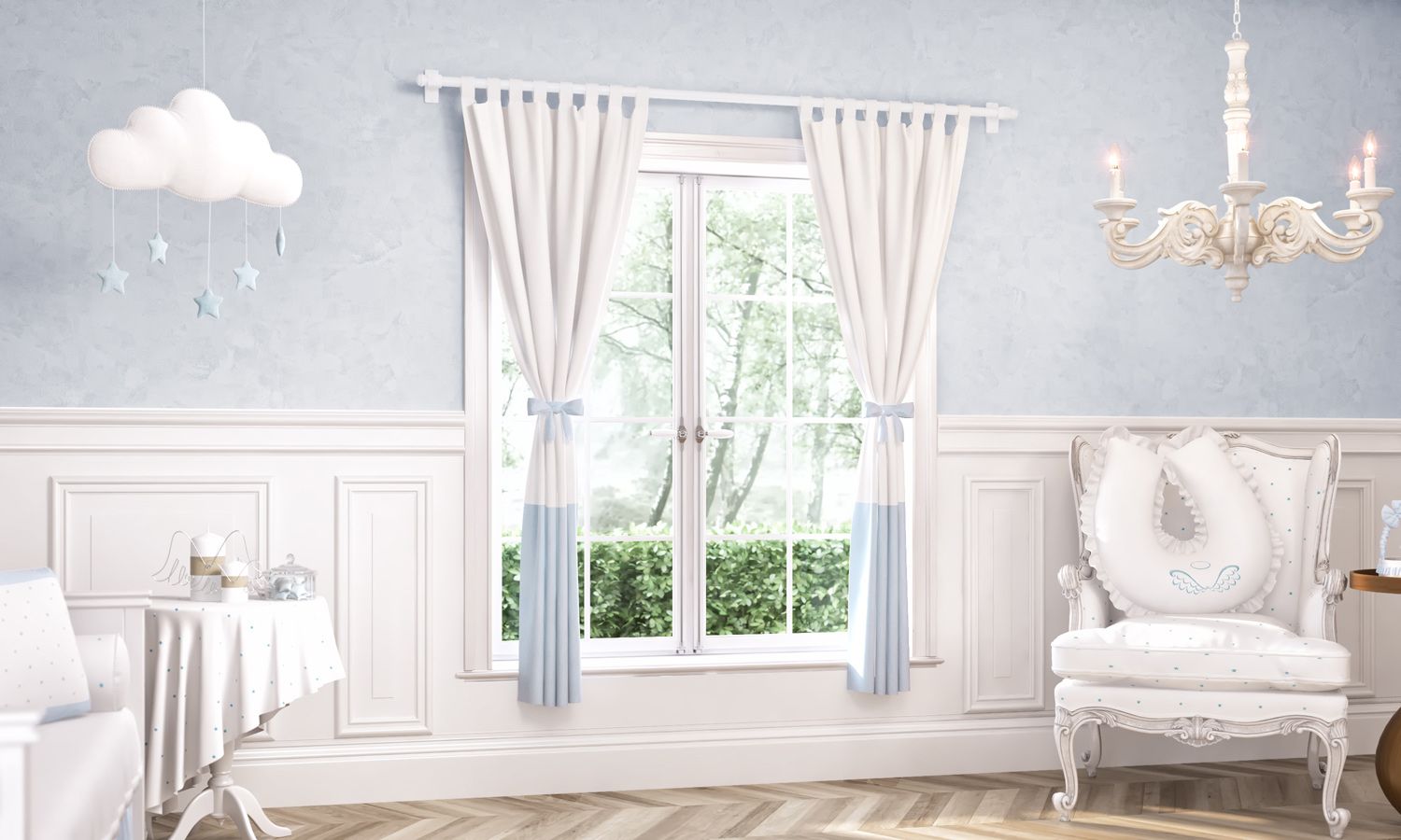 Cortina para Varão com Laço Bege