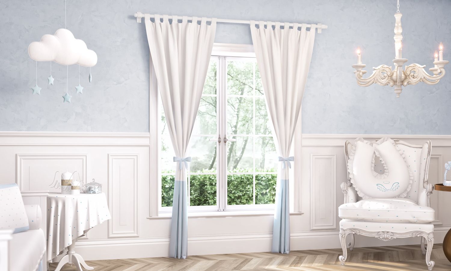 Cortina para Varão com Laço Bege