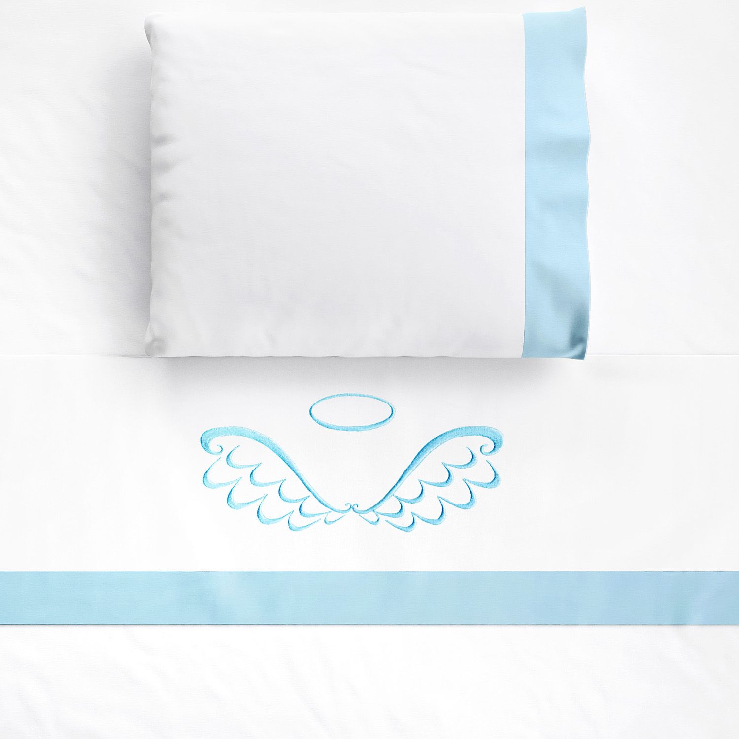 Jogo de Lençol Berço Bordado Anjo 3 peças