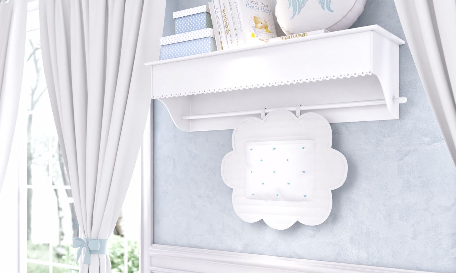 Porta Fraldas Varão Nuvem Estrelinha Bege